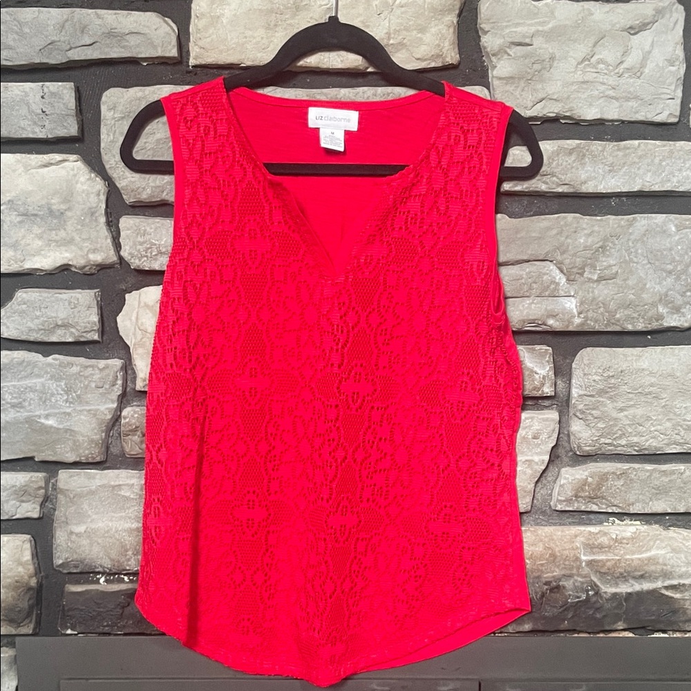 Liz Claiborne Vibrant Red Lace Blouse